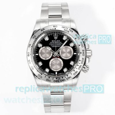 ARF Rolex Daytona Swiss 4131 Chronograph Black Diamond Dial 904L Replica Watch 